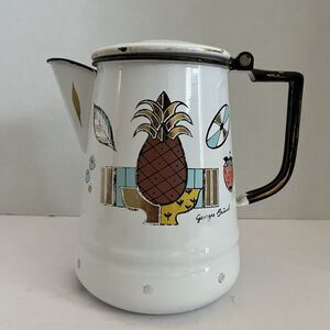 Vtg 50's 60's MCM George Briard Ambrosia Pineapple Enamelware Coffee Pot Decor
